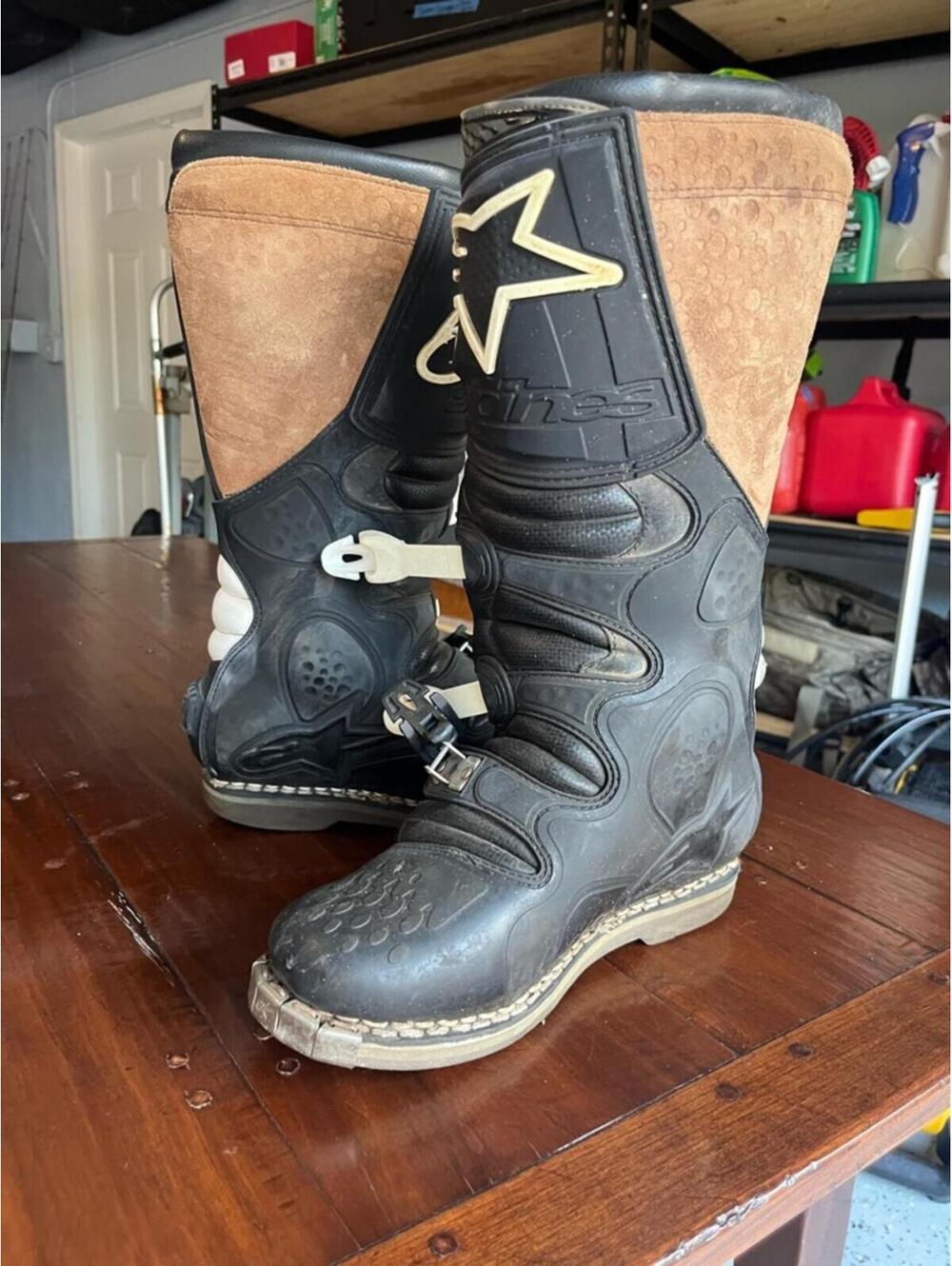 Alpinestars Black and Brown Suede-Top Motorcycle Boots men’s 7